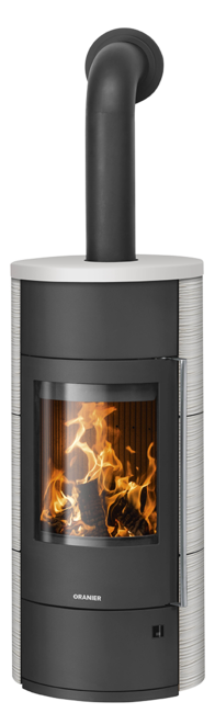 Wood stove Polar Neo Aqua with boiler function Ceramic Silk white, corpus steel black