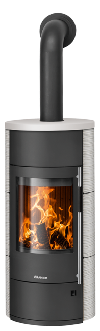 Wood stove with boiler function Polar Neo Aqua Ceramic Silk white, corpus steel black