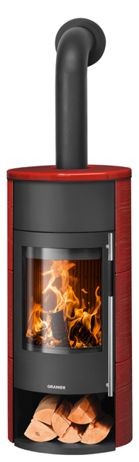 Wood stove with boiler function Polar Neo Aqua Ceramic Pepper red, corpus steel black