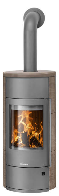 Wood stove Polar Neo Aqua with boiler function Ceramic Grappa, corpus steel grey