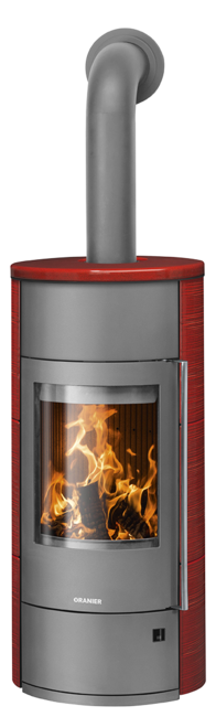 Wood stove Polar Neo Aqua with boiler function Ceramic Pepper red, corpus steel grey