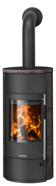 Wood stove with boiler function Polar Neo Aqua Ceramic Namib, corpus steel black