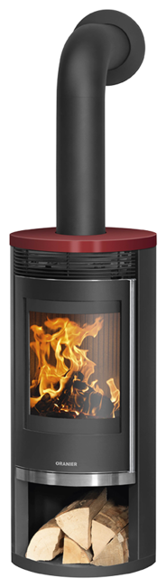 Wood stove Rota 2.0 Cover plate ceramic bordeaux red, corpus steel black