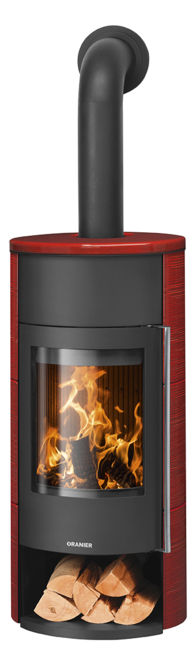 Wood stove Polar Neo Aqua with boiler function Ceramic Pepper red, corpus steel black